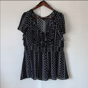 Torrid Sheer Black Polka Dot Fit Flare Blouse 3X